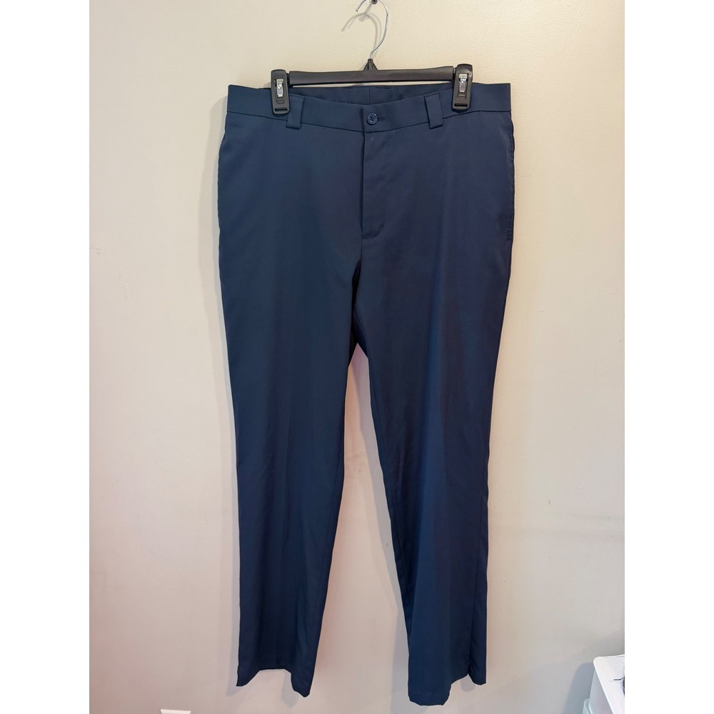 Slazenger Mens Navy Blue Golf Pants Flat Front Stretch‎ Performance W34 L34